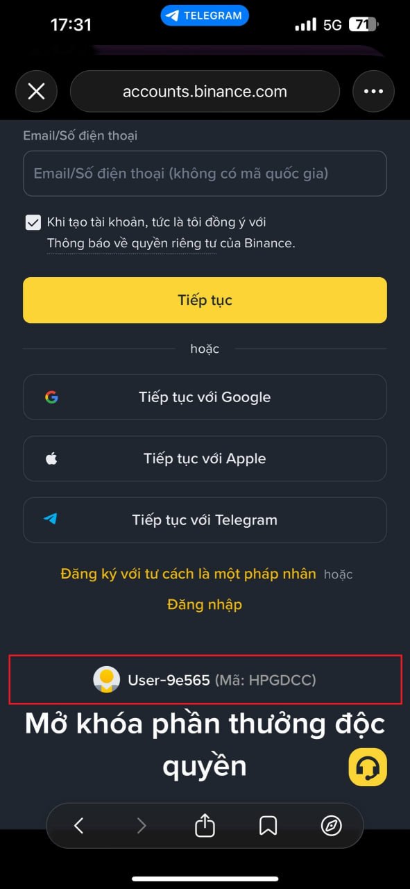 Binance — bước 2