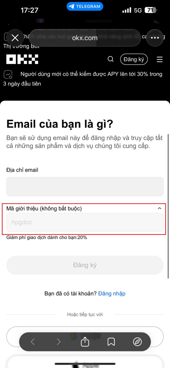 OKX — bước 2